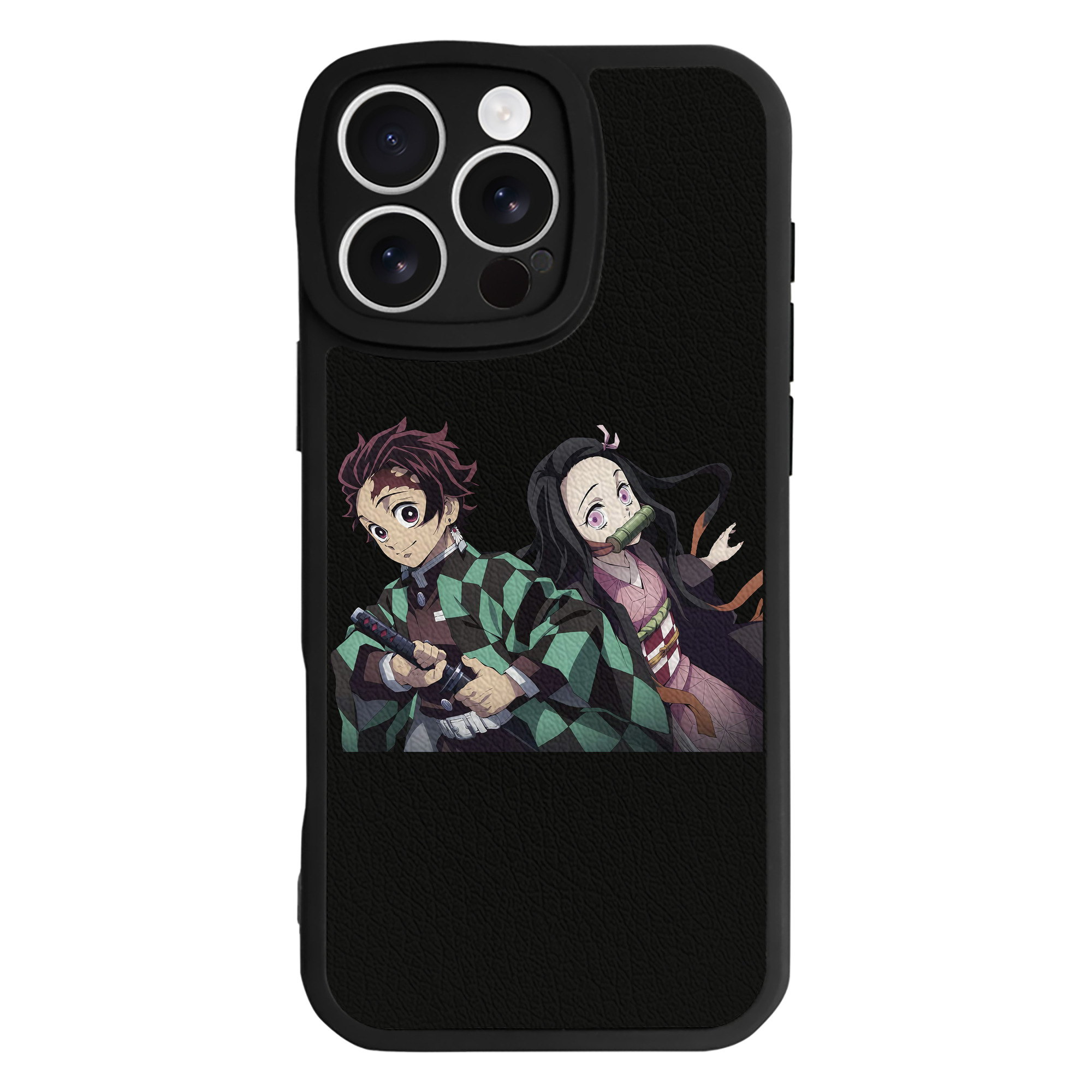（画像用） 鬼滅の刃（きめつのやいば）竈門 禰󠄀豆子／かまど ねずこ Kamado Nezuko 【iPhone 16シリーズ対応】シリコンスマホケース（レザー調） 材質：シリコン